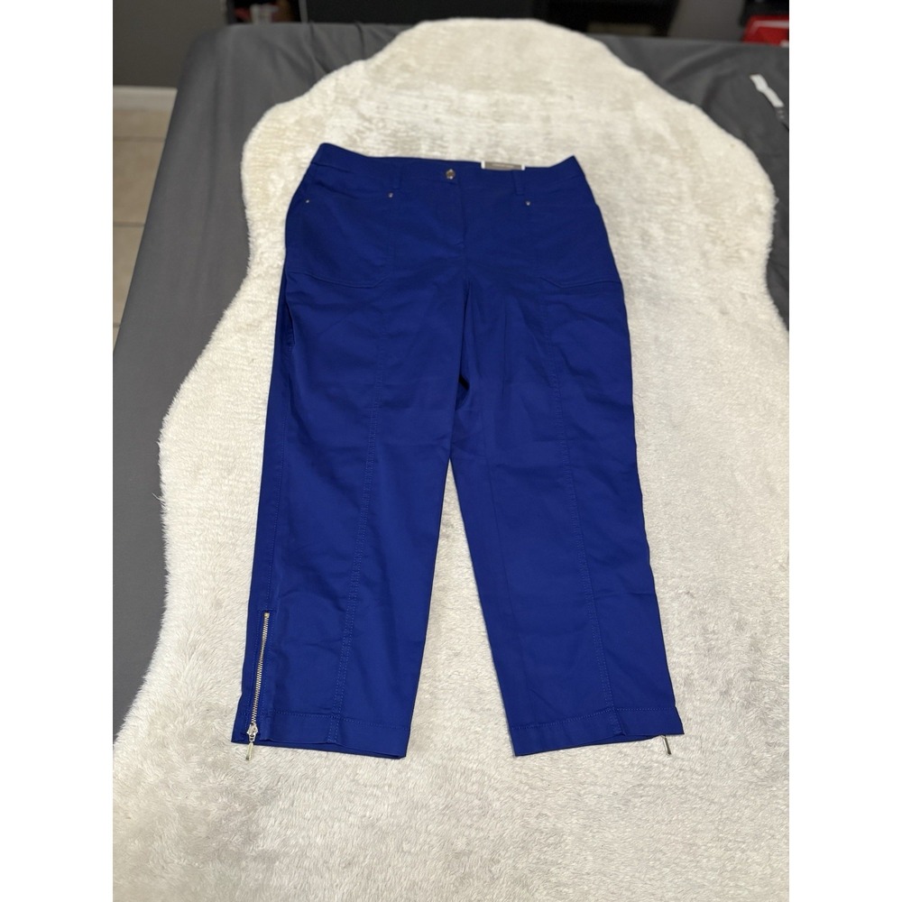 New Chinos Blue Utility Crop Womens Pants Size 1.5 Comfort Waist Stretch NWT‎